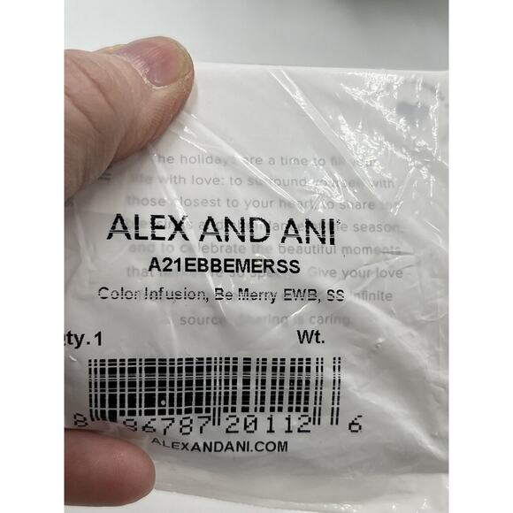 Alex and Ani EAT, DRINK, AND BE MERRY Shiny Silver Charm Bangle Bracelet New - Picture 4 of 13